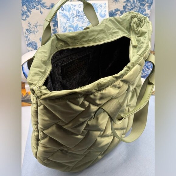 🆕 KURT GEIGER LONDON 🧿 NWOT Large Green Recycled Nylon Quilted Tote Bag - Picture 9 of 15